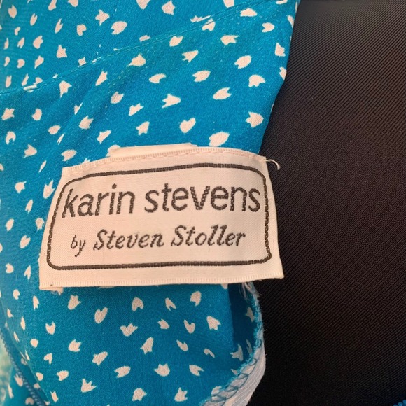 Vintage Union Made Karin Stevens Blue Tiered Floral Dress M Medium - Picture 6 of 13